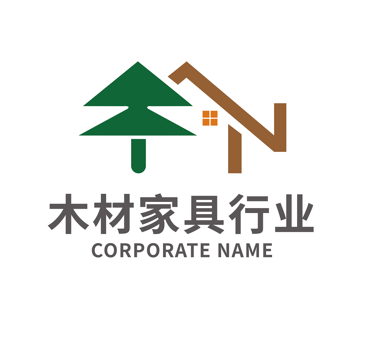 绿色环保木材家具行业企业标识logo花店logo