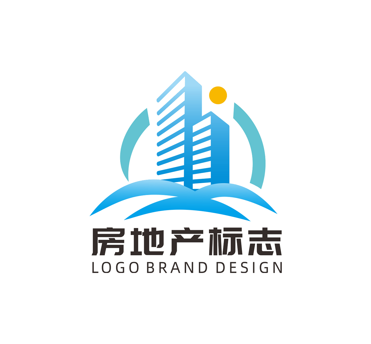蓝色渐变建筑标志房地产企业品牌logo房地产logo