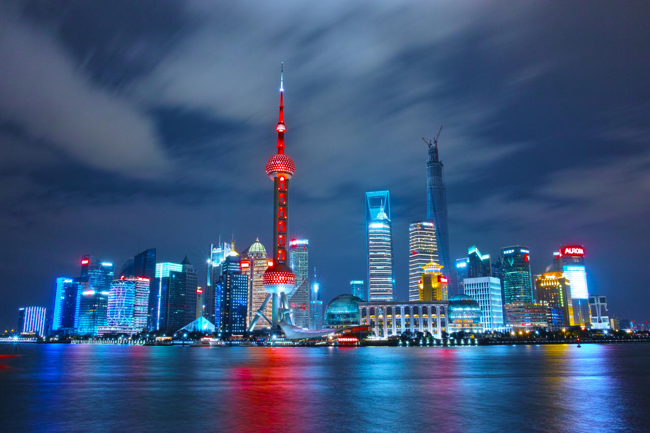 城市夜景夜晚的上海灯光城市背景图片免费下载 图星人